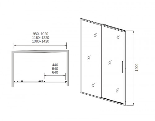 Душевая дверь CeramaLux 140 CL907-140 профиль цвет Хром стекло прозрачное