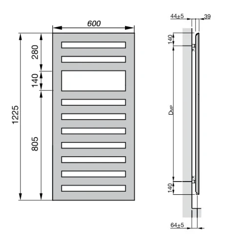Водяной полотенцесушитель Zehnder Metropolitan Spa MET-120-060 Белый