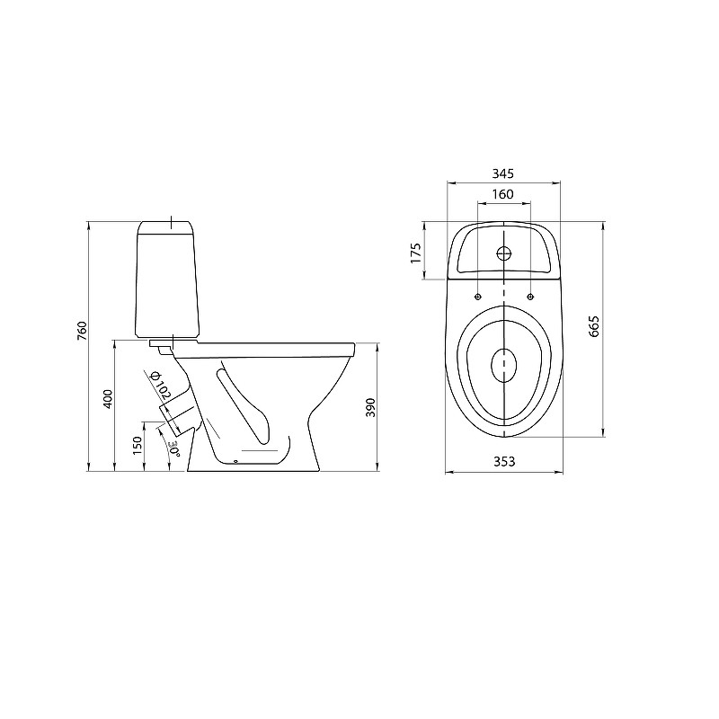Унитаз компакт Santeri Прайм 1.P205.4.S00.00B.F с бачком и сиденьем