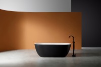 Ванна из искусственного камня Abber Frankfurt 170x75 AM9941BW Черно-белая матовая без гидромассажа