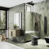 Шторка на ванну Maybah Glass MGV-147-6у 640x1400 в узком профиле Черный стекло бронзовое
