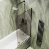 Шторка на ванну Maybah Glass MGV-147-6у 640x1400 в узком профиле Черный стекло бронзовое