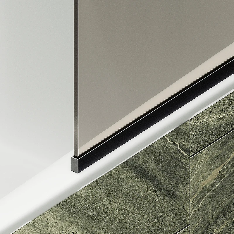 Шторка на ванну Maybah Glass MGV-147-6у 640x1400 в узком профиле Черный стекло бронзовое