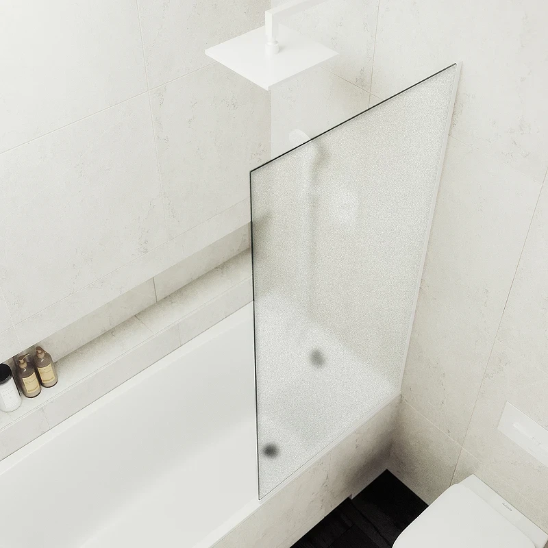 Шторка на ванну Maybah Glass MGV-93-1у 700x1400 в узком профиле Белый стекло сатиновое