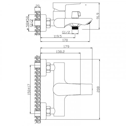 Смеситель для ванны WesnaArt Briz BRI20-310 Хром