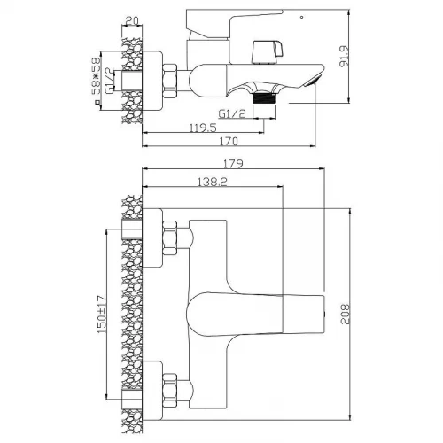 Смеситель для ванны WesnaArt Briz BRI20-310 Хром