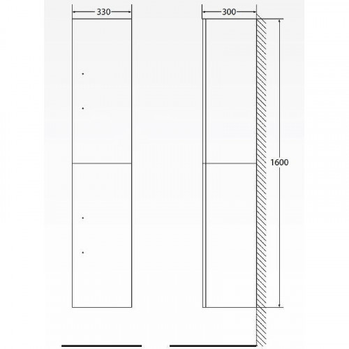 Шкаф пенал BelBagno Aurora 33 L AURORA-1600-2A-SC-BL-P-L подвесной Bianco Lucido без ручек МДФ / ЛДСП