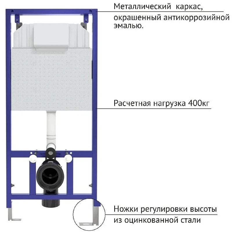 Инсталляция Berges Novum F5 040255 для унитаза с Черной матовой клавишей смыва пластик