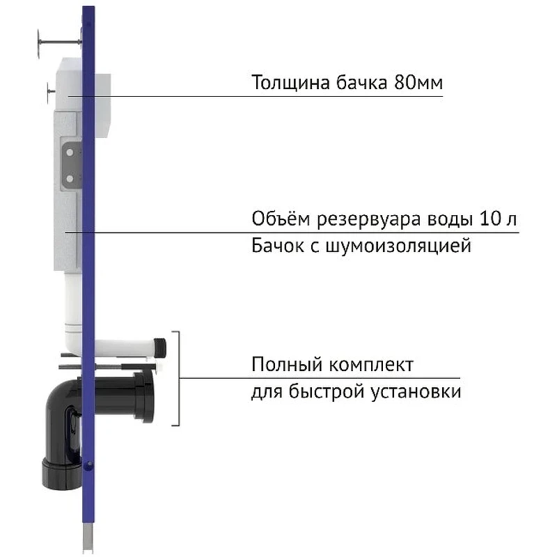Инсталляция Berges Novum F5 040255 для унитаза с Черной матовой клавишей смыва пластик