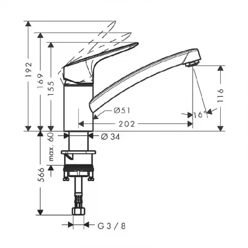 Смеситель для кухни Hansgrohe MySport 13860000 цвет Хром