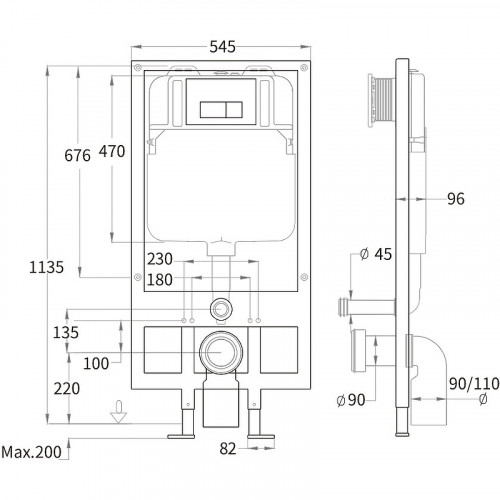Инсталляция WeltWasser WW Bamberg 545 10000010288 для унитаза без клавиши смыва пластик
