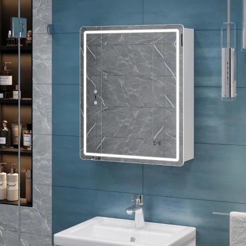Зеркальный шкаф Vigo Geometry 50 455 с подсветкой цвет Белый