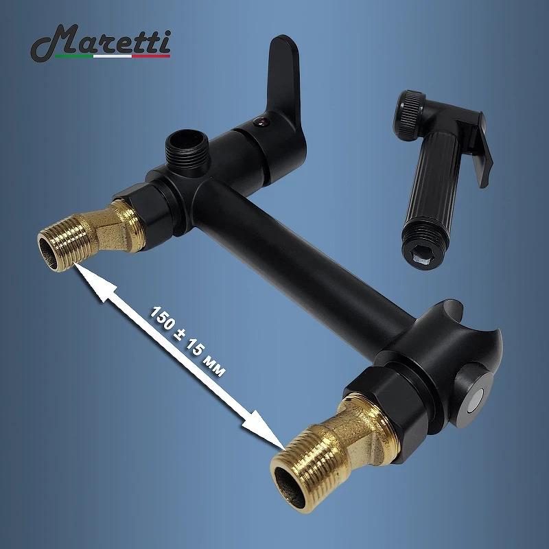 Гигиенический душ со смесителем Maretti Project Black PB30RN69 Черный матовый