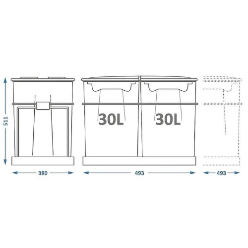 Система сортировки мусора Alveus Albio 40 2x30 L 1090338 Серая