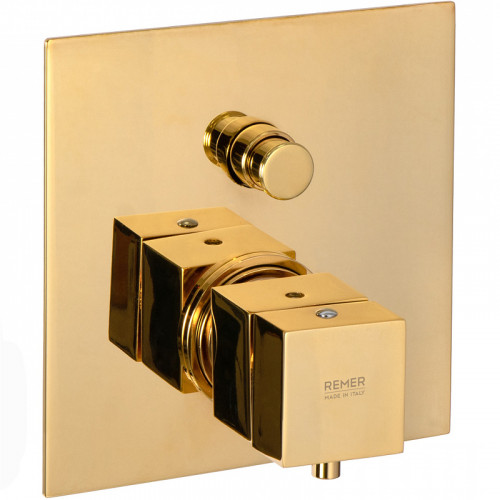 Смеситель для душа Remer Qubica Thermo QT09KBDO с термостатом Золото латунь встраиваемый