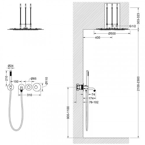 Душевая система Timo Saona SX-2358/00SM с термостатом Хром