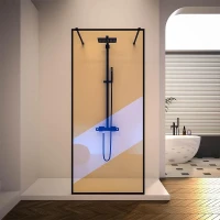 Душевая перегородка Veconi Korato KR-90BC 110 KR90BC-110-09-C4 профиль цвет Черный матовый стекло хамелеон