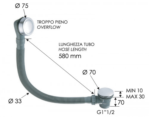 Слив-перелив Remer 96PCCBO click-clack цвет Белый матовый