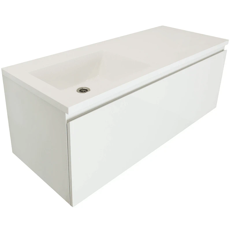 Тумба с раковиной Эстет Dallas Luxe 130 L ФР-00002274 подвесная Белая МДФ / ЛДСП