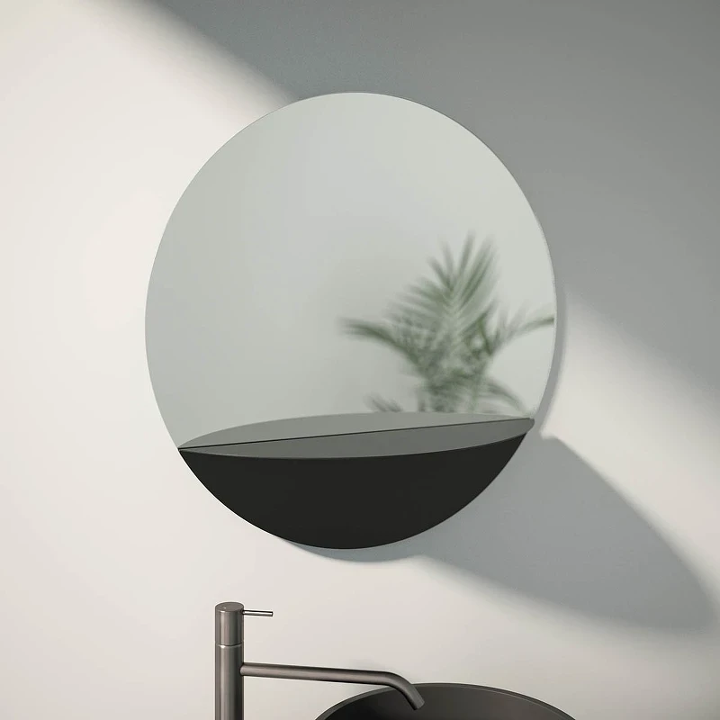 Зеркало Evoform Shadow d70 BY 0562 с металлической полочкой - Черный цвет стекло