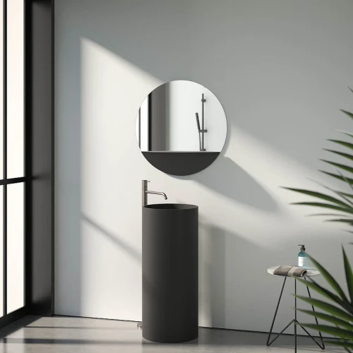 Зеркало Evoform Shadow d70 BY 0562 с металлической полочкой - Черный цвет стекло