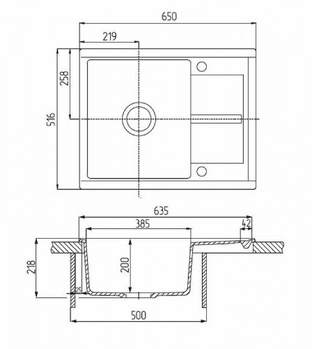 Кухонная мойка Aquaton Делия 65 1A718632DE250 Серый шелк искусственный камень (литьевой мрамор) встраиваемый