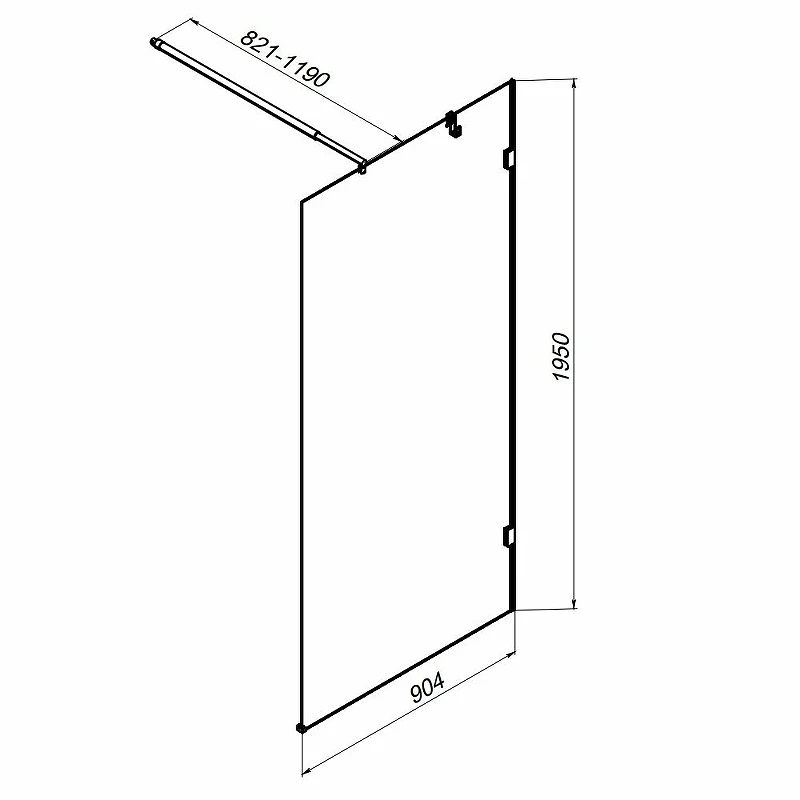 Душевая перегородка AM.PM X-Joy 90 W94WI-90-F1-BTE профиль Черный стекло прозрачное