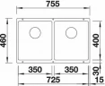 Кухонная мойка Blanco Subline 350/350-U 523574 Антрацит искусственный камень (литьевой мрамор) встраиваемый