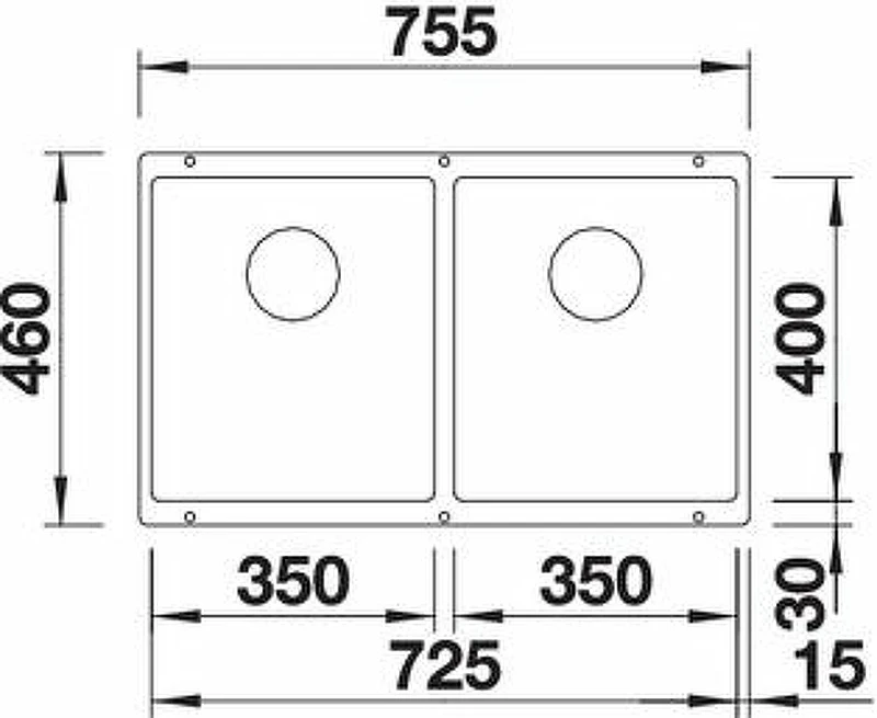 Кухонная мойка Blanco Subline 350/350-U 523574 Антрацит искусственный камень (литьевой мрамор) встраиваемый