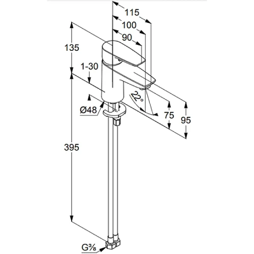 Смеситель для раковины Kludi Pure Solid 340280575 Хром латунь