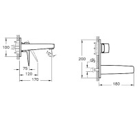 Смеситель для раковины Vitra Root Square A42738EXP Хром встраиваемый