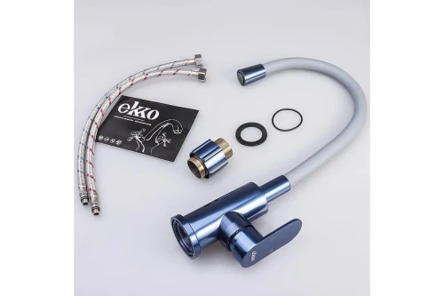 Смеситель для кухни Ekko E4223-21 цвет Синий Серый
