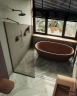 Душевая перегородка Maybah Glass MGD-697-6у 790x1950 в узком профиле Черный стекло бронзовое матовое