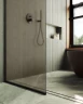 Душевая перегородка Maybah Glass MGD-697-6у 790x1950 в узком профиле Черный стекло бронзовое матовое