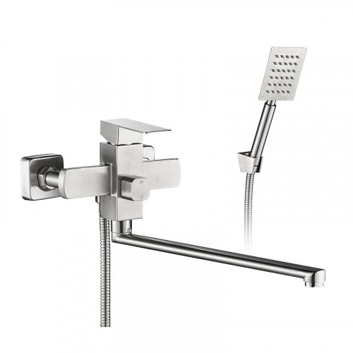 Смеситель для ванны WesnaArt Kubus KUB13-320 универсальный цвет Сатин