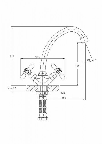 Смеситель для кухни Haiba HB4927 Хром