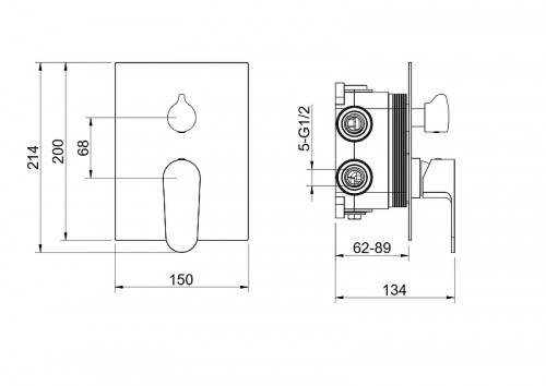 Смеситель для душа Aquatek Оберон AQ1247BG цвет Золото шлифованное