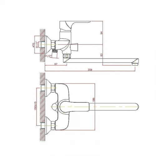 Смеситель для ванны Cron CN22172 Хром