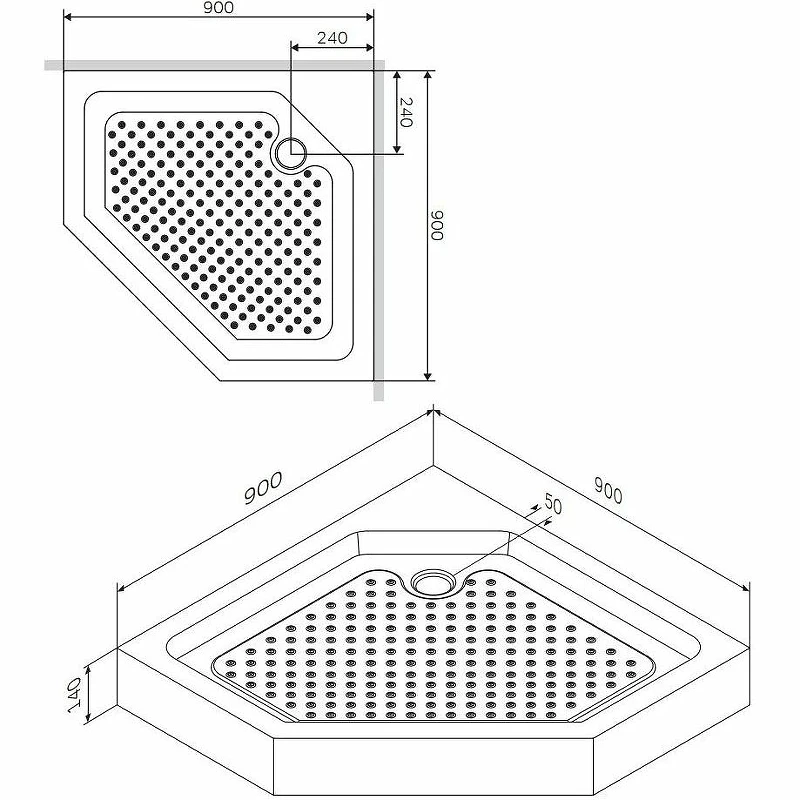Акриловый поддон для душа AM.PM Gem 90х90 W90T-405-090WT Белый