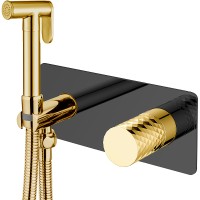 Гигиенический душ со смесителем Boheme Stick 127-BG Черный матовый Золото латунь на стену
