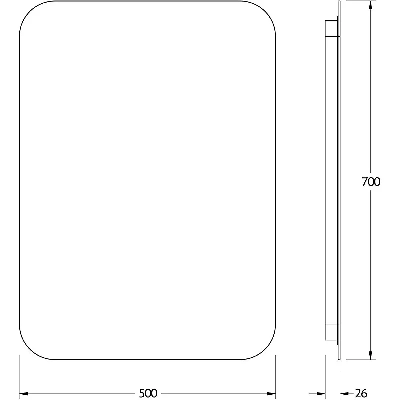 Зеркало Defesto Opti 50x70 DF 2814S с подсветкой 21W-3000К/Сенсорный выключатель/Теплый белый свет