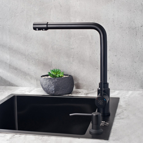 Смеситель для кухни Ростовская Мануфактура Сантехники SUS125BL-017F-015 Черный матовый нержавеющая сталь