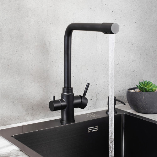 Смеситель для кухни Ростовская Мануфактура Сантехники SUS125BL-017F-015 Черный матовый нержавеющая сталь
