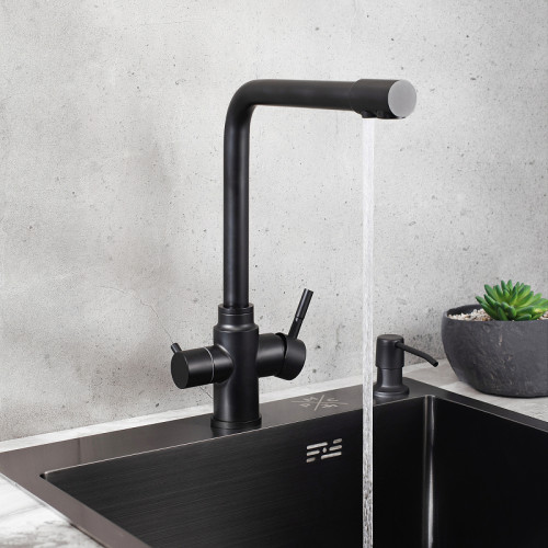 Смеситель для кухни Ростовская Мануфактура Сантехники SUS125BL-017F-015 Черный матовый нержавеющая сталь