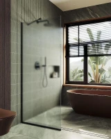 Душевая перегородка Maybah Glass MGD-688-6у 1190х1950 в узком профиле Черный стекло сатиновое