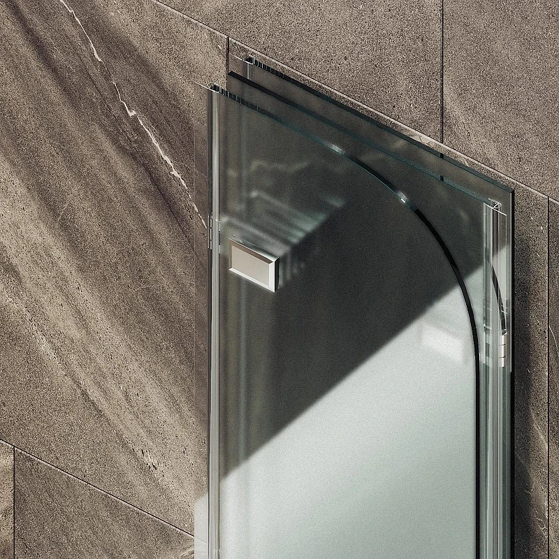 Шторка для ванны Maybah Glass MGV-581-4 750х1400 складная 3 секции Хром глянцевый стекло сатиновое