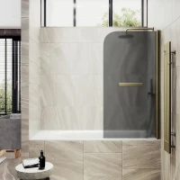 Шторка для ванны Maybah Glass MGV-780-2 600х1400 поворотная на монопетле с полотенцедержателем Бронза стекло графитовое матовое