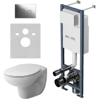 Комплект унитаза с инсталляцией AM.PM Willow IS110151.DX15C1700 с сиденьем Микролифт и клавишей смыва Хром глянцевый
