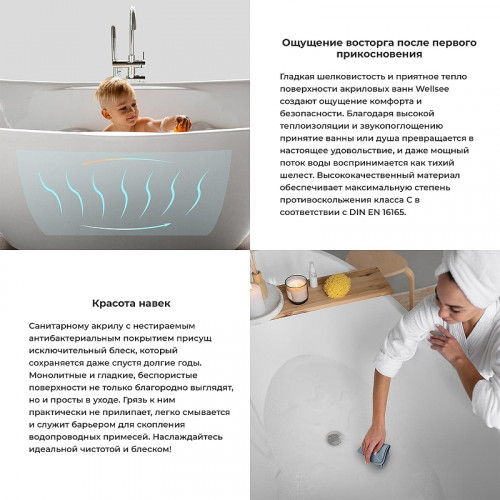 Акриловая ванна Wellsee Chic Riviera 149х78 236801003 цвет Белый глянцевый Черный матовый