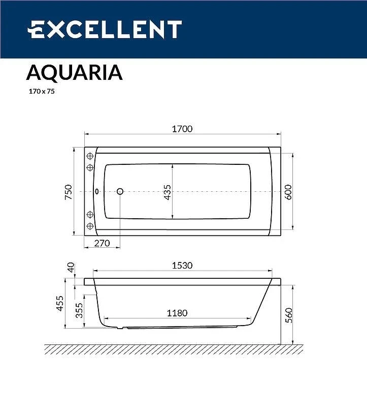 Акриловая ванна Excellent Aquaria 170x75 WAEX.AQU17.SOFT.GL с гидромассажем